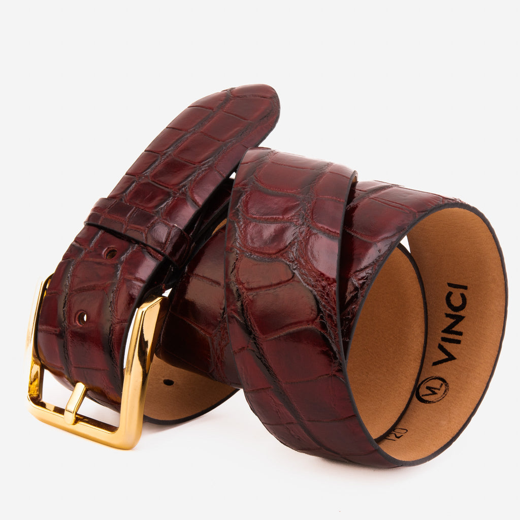 The Strat Burgundy Leather Belt