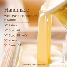 Load image into Gallery viewer, Pure Tallow + Honey Fragrance Free Handmade Tallow and Goat Milk Soap Bar