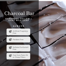 Load image into Gallery viewer, Clarifying Charcoal Bar Handmade Tallow and Goat Milk Soap Bar