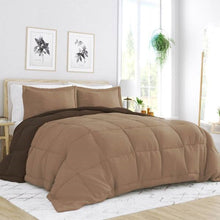 Load image into Gallery viewer, King/Cal King 3-Piece Microfiber Reversible Comforter Set in Taupe Brown