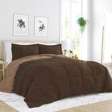 Load image into Gallery viewer, Twin/Twin XL 2-Piece Reversible Microfiber Comforter Set in Taupe Brown