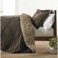 Load image into Gallery viewer, Twin/Twin XL 2-Piece Reversible Microfiber Comforter Set in Taupe Brown