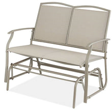 Load image into Gallery viewer, 2 Seat Mesh Patio Loveseat Swing Glider Rocker with Armrests in Taupe