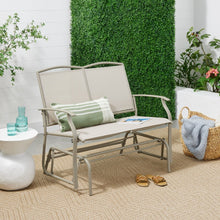 Load image into Gallery viewer, 2 Seat Mesh Patio Loveseat Swing Glider Rocker with Armrests in Taupe
