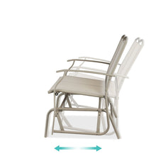Load image into Gallery viewer, 2 Seat Mesh Patio Loveseat Swing Glider Rocker with Armrests in Taupe