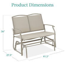 Load image into Gallery viewer, 2 Seat Mesh Patio Loveseat Swing Glider Rocker with Armrests in Taupe