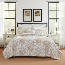 Load image into Gallery viewer, King size 3 Piece Bed-in-a-Bag Bohemian Tan Beige Floral Cotton Quilt Set