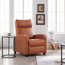 Load image into Gallery viewer, Brown High-Density Faux Leather Push Back Recliner Chair