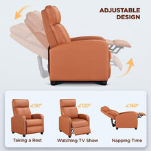 Load image into Gallery viewer, Brown High-Density Faux Leather Push Back Recliner Chair