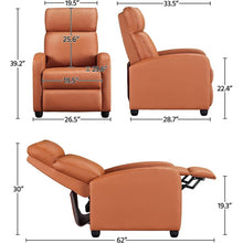Load image into Gallery viewer, Brown High-Density Faux Leather Push Back Recliner Chair
