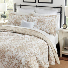 Load image into Gallery viewer, Full/Queen 3 Piece Bed-in-a-Bag Bohemian Tan Beige Floral Cotton Quilt Set