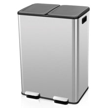 Load image into Gallery viewer, Dual 8-Gallon Step Trash Can Recycle Bin Food Waste Kitchen Compost Container