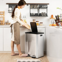 Load image into Gallery viewer, Dual 8-Gallon Step Trash Can Recycle Bin Food Waste Kitchen Compost Container