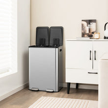 Load image into Gallery viewer, Dual 8-Gallon Step Trash Can Recycle Bin Food Waste Kitchen Compost Container