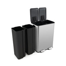 Load image into Gallery viewer, Dual 8-Gallon Step Trash Can Recycle Bin Food Waste Kitchen Compost Container