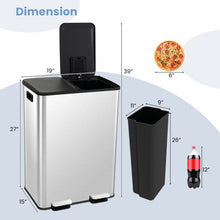 Load image into Gallery viewer, Dual 8-Gallon Step Trash Can Recycle Bin Food Waste Kitchen Compost Container