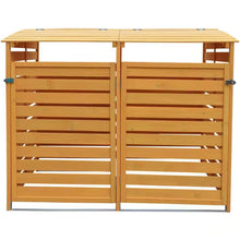 Load image into Gallery viewer, Outdoor Solid Wood Garbage Can Recycle Bin Storage Shed - Holds 2 Trash Bins