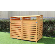 Load image into Gallery viewer, Outdoor Solid Wood Garbage Can Recycle Bin Storage Shed - Holds 2 Trash Bins