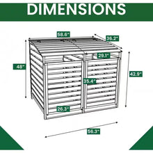 Load image into Gallery viewer, Outdoor Solid Wood Garbage Can Recycle Bin Storage Shed - Holds 2 Trash Bins