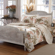 Load image into Gallery viewer, King Cotton Coastal Palm Tree Floral 3 Piece Reversible Quilt Set