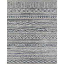 Load image into Gallery viewer, 2 ft. x 3 ft. Blue Grey Chevron Coastal Boho Style Indoor Outdoor Area Rug