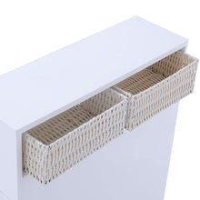 Load image into Gallery viewer, White Bathroom Storage Floor Cabinet with Baskets and Casters