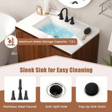 Load image into Gallery viewer, Modern Freestanding Bathroom Vanity in Walnut Wood Finish with Sink and Faucet