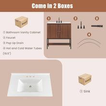 Load image into Gallery viewer, Modern Freestanding Bathroom Vanity in Walnut Wood Finish with Sink and Faucet