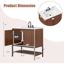 Load image into Gallery viewer, Modern Freestanding Bathroom Vanity in Walnut Wood Finish with Sink and Faucet