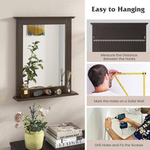 Load image into Gallery viewer, 27-in x 22.5-in Bathroom Wall Mirror with Shelf in Dark Brown Wood Finish