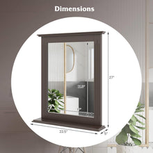 Load image into Gallery viewer, 27-in x 22.5-in Bathroom Wall Mirror with Shelf in Dark Brown Wood Finish