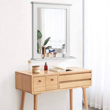 Load image into Gallery viewer, White Rectangle Bedroom Bathroom Vanity Wall Mirror with Bottom Shelf