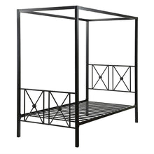 Load image into Gallery viewer, Twin size Black Metal Canopy Bed Frame with Medallion Accents