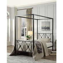 Load image into Gallery viewer, Twin size Black Metal Canopy Bed Frame with Medallion Accents