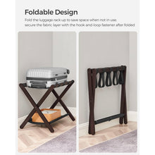 Load image into Gallery viewer, Set of 2 - Sturdy Bamboo Luggage Rack in Brown Wood Finish with Bottom Shelf