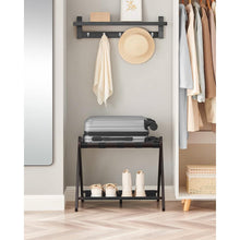 Load image into Gallery viewer, Set of 2 - Sturdy Bamboo Luggage Rack in Brown Wood Finish with Bottom Shelf