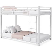Load image into Gallery viewer, Twin over Twin Low Profile Modern Bunk Bed Frame in White Metal Finish