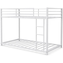 Load image into Gallery viewer, Twin over Twin Low Profile Modern Bunk Bed Frame in White Metal Finish