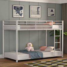 Load image into Gallery viewer, Twin over Twin Low Profile Modern Bunk Bed Frame in White Metal Finish
