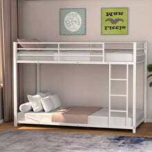 Load image into Gallery viewer, Twin over Twin Low Profile Modern Bunk Bed Frame in White Metal Finish