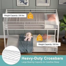 Load image into Gallery viewer, Twin over Twin Low Profile Modern Bunk Bed Frame in White Metal Finish