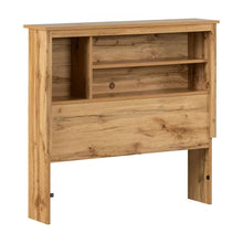 Load image into Gallery viewer, Twin size Modern Scandinavian Style Bookcase Headboard in Oak Wood Finish