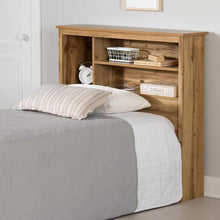 Load image into Gallery viewer, Twin size Modern Scandinavian Style Bookcase Headboard in Oak Wood Finish