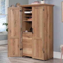 Load image into Gallery viewer, Drop Leaf Computer Desk Craft Table Armoire in Oak Wood Finish - Made in USA