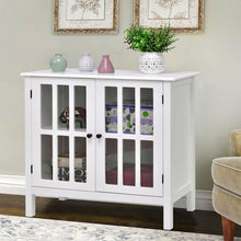 Load image into Gallery viewer, White Wood Bathroom Storage Floor Cabinet with Glass Doors