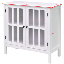 Load image into Gallery viewer, White Wood Bathroom Storage Floor Cabinet with Glass Doors