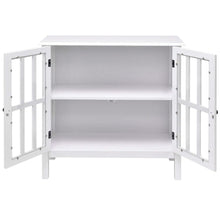 Load image into Gallery viewer, White Wood Bathroom Storage Floor Cabinet with Glass Doors