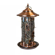 Load image into Gallery viewer, Large Copper Bird Feeder with 3 Tubes and 9 Feeding Ports