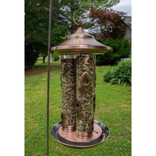 Load image into Gallery viewer, Large Copper Bird Feeder with 3 Tubes and 9 Feeding Ports