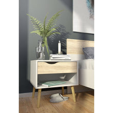 Load image into Gallery viewer, Modern Mid Century Style End Table Nightstand in White &amp; Oak Finish